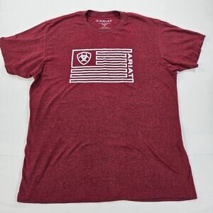 Ariat Red Short Sleeve Freedom Flag‎ Logo Casual T-Shirt Men's Size XL